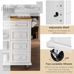 Kitchen Cart with Storage and 5 Drawers,Spice Rack,Towel Holder ,Rubber Wood Desktop Rolling Mobile Kitchen Island