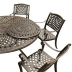 Outdoor Lattice 59-in. Round Dining Set with Lazy Susan and Six Chairs