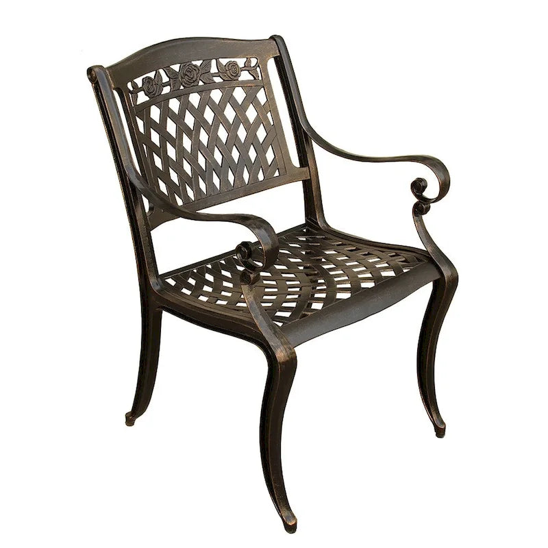 Outdoor Lattice 59-in. Round Dining Set with Lazy Susan and Six Chairs