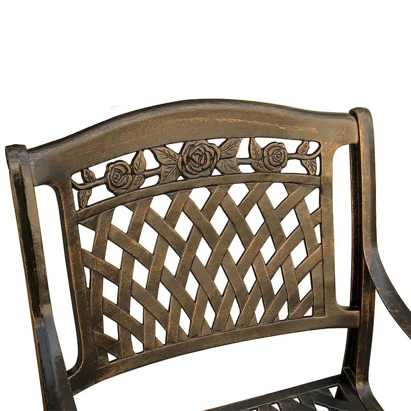 Outdoor Lattice 59-in. Round Dining Set with Lazy Susan and Six Chairs