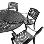 Outdoor Lattice 59-in. Round Dining Set with Lazy Susan and Six Chairs