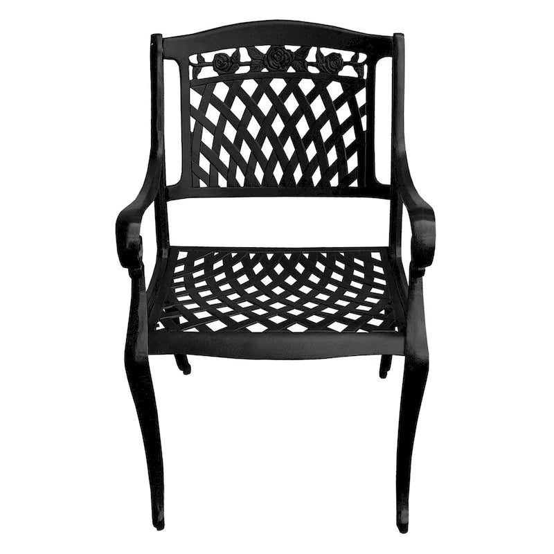 Outdoor Lattice 59-in. Round Dining Set with Lazy Susan and Six Chairs