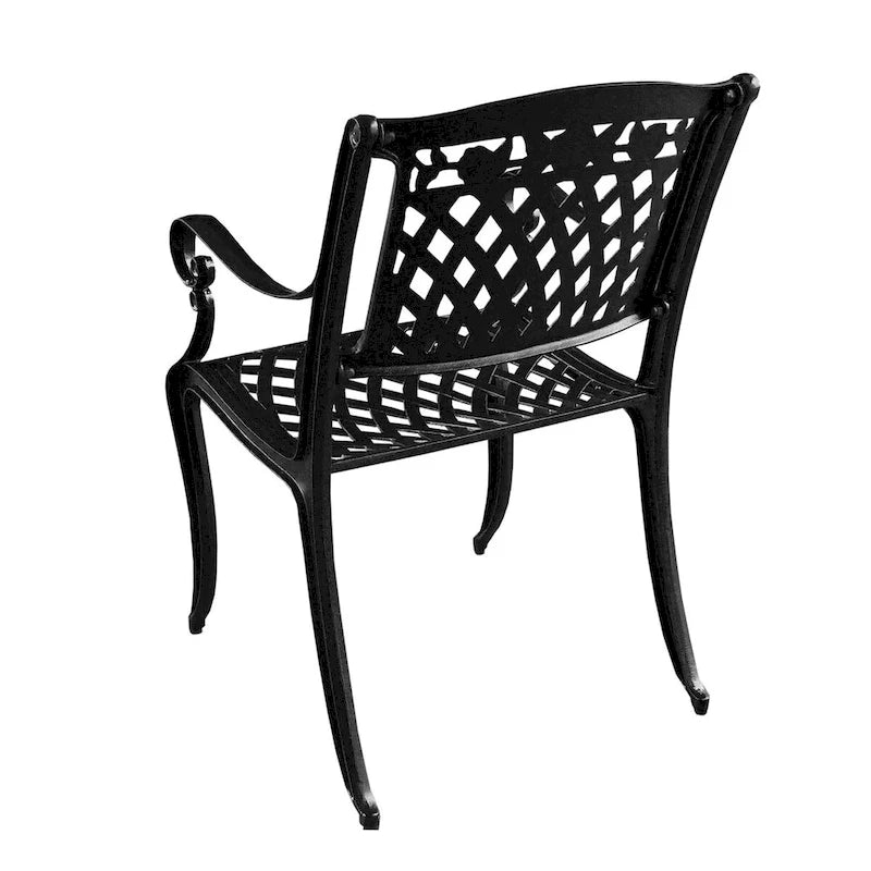 Outdoor Lattice 59-in. Round Dining Set with Lazy Susan and Six Chairs