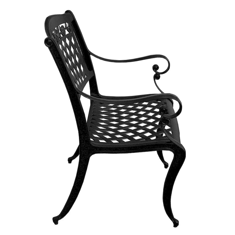 Outdoor Lattice 59-in. Round Dining Set with Lazy Susan and Six Chairs