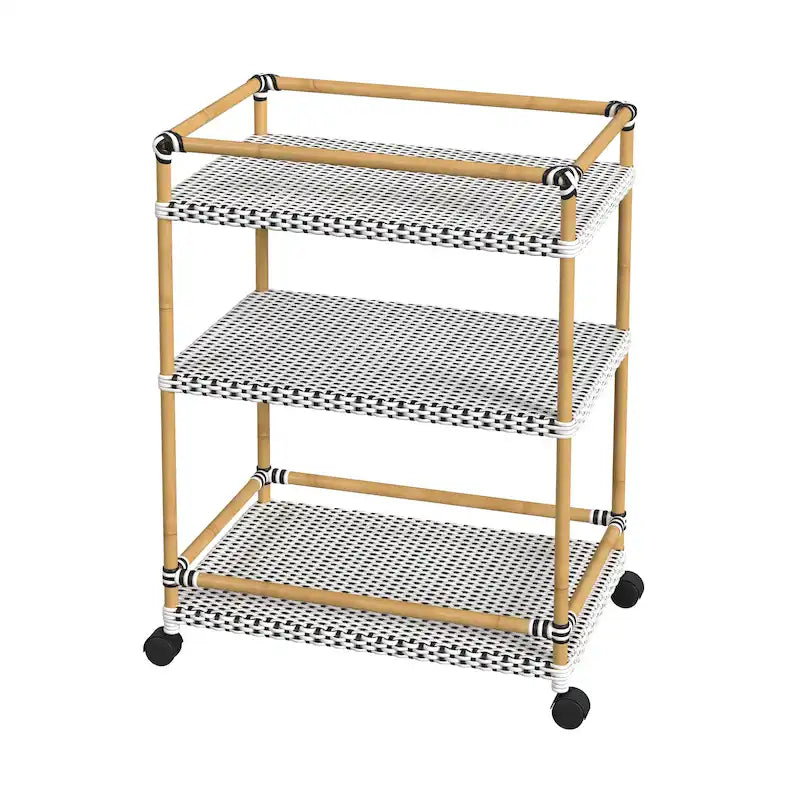 Carrello bar a 3 ripiani in rattan e metallo Tobias Outdoor