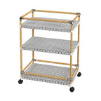 Tobias Outdoor Rattan and Metal 3- Tier Rattan Bar Cart