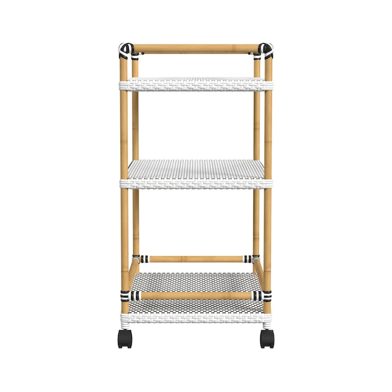 Tobias Outdoor Rattan and Metal 3- Tier Rattan Bar Cart