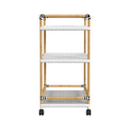 Tobias Outdoor Rattan and Metal 3- Tier Rattan Bar Cart