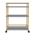 Tobias Outdoor Rattan and Metal 3- Tier Rattan Bar Cart