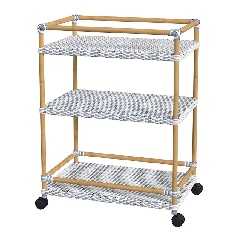 Tobias Outdoor Rattan and Metal 3- Tier Rattan Bar Cart