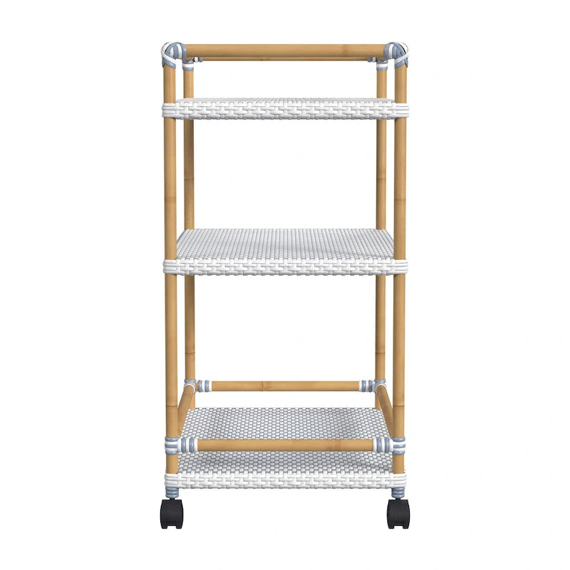 Tobias Outdoor Rattan and Metal 3- Tier Rattan Bar Cart