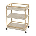 Tobias Outdoor Rattan and Metal 3- Tier Rattan Bar Cart