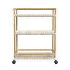 Tobias Outdoor Rattan and Metal 3- Tier Rattan Bar Cart