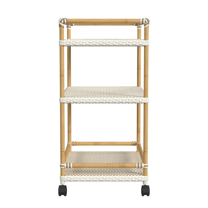 Tobias Outdoor Rattan and Metal 3- Tier Rattan Bar Cart