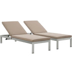 Shore Set of 2 Outdoor Patio Aluminum Chaise with Cushions