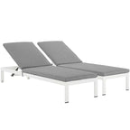 Shore Set of 2 Outdoor Patio Aluminum Chaise with Cushions