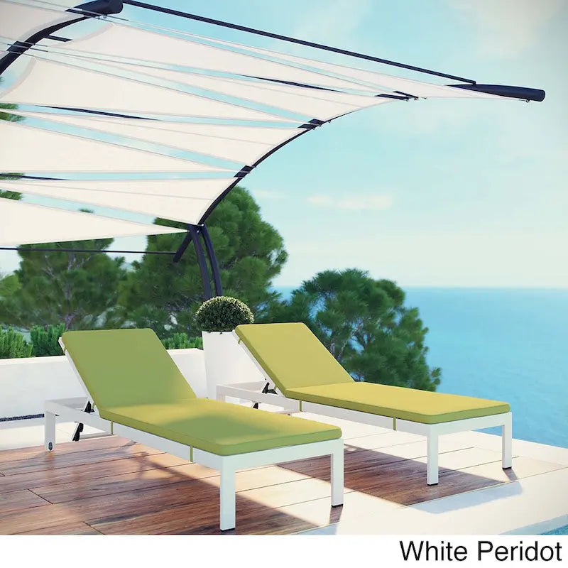 Shore Set of 2 Outdoor Patio Aluminum Chaise with Cushions