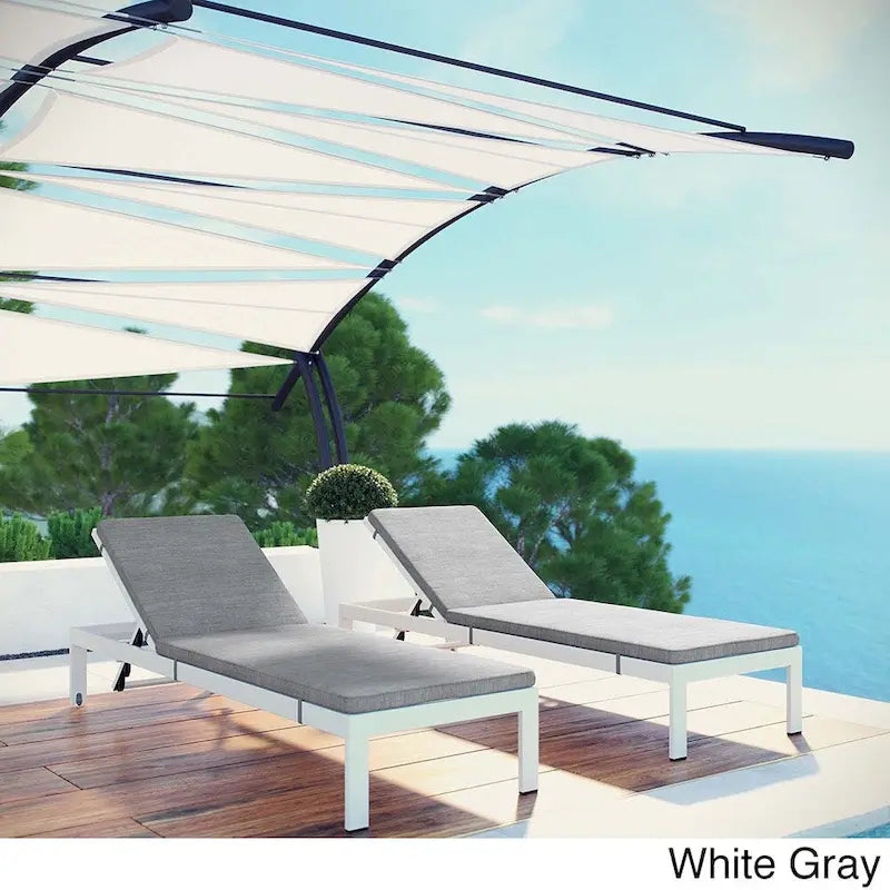 Shore Set of 2 Outdoor Patio Aluminum Chaise with Cushions