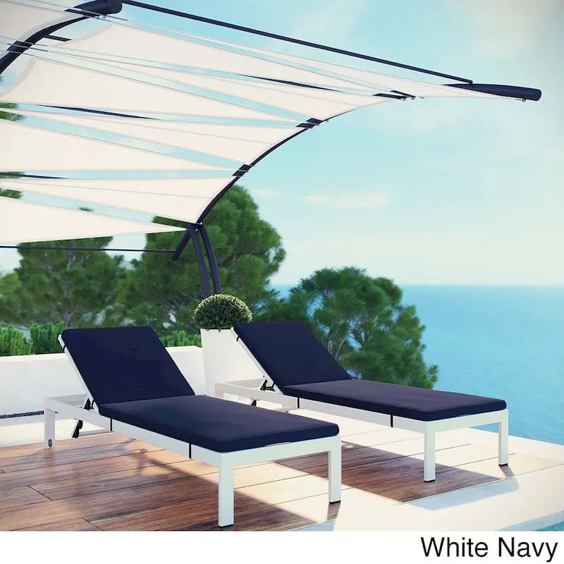 Shore Set of 2 Outdoor Patio Aluminum Chaise with Cushions