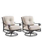 Outdoor Aluminum 34 in. Round Fire Table Set with Four Deep Seating Swivel Rocking Chairs & Accessories