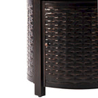 Outdoor Aluminum 34 in. Round Fire Table Set with Four Deep Seating Swivel Rocking Chairs & Accessories
