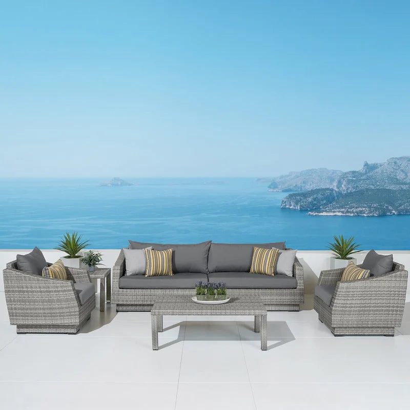 Cannes 6 Piece Sunbrella Outdoor Patio Sofa & Club Chair Set