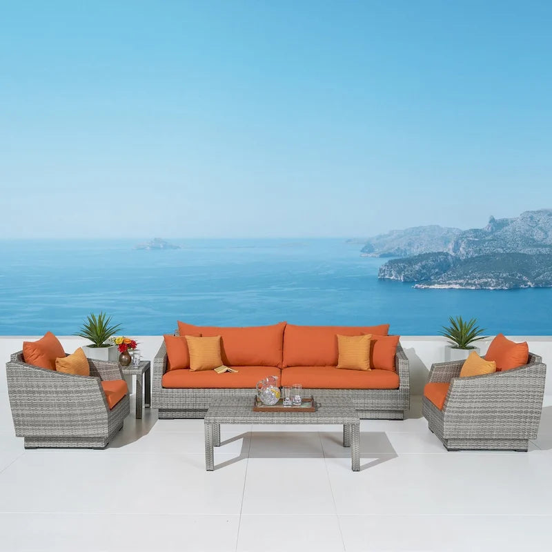 Cannes 6 Piece Sunbrella Outdoor Patio Sofa & Club Chair Set