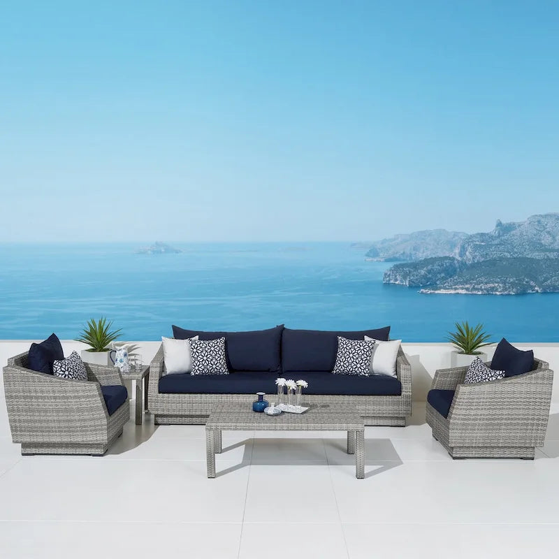 Cannes 6 Piece Sunbrella Outdoor Patio Sofa & Club Chair Set