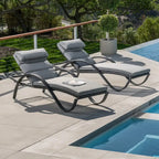 Deco 2 Aluminum Outdoor Patio Chaise Lounges Set