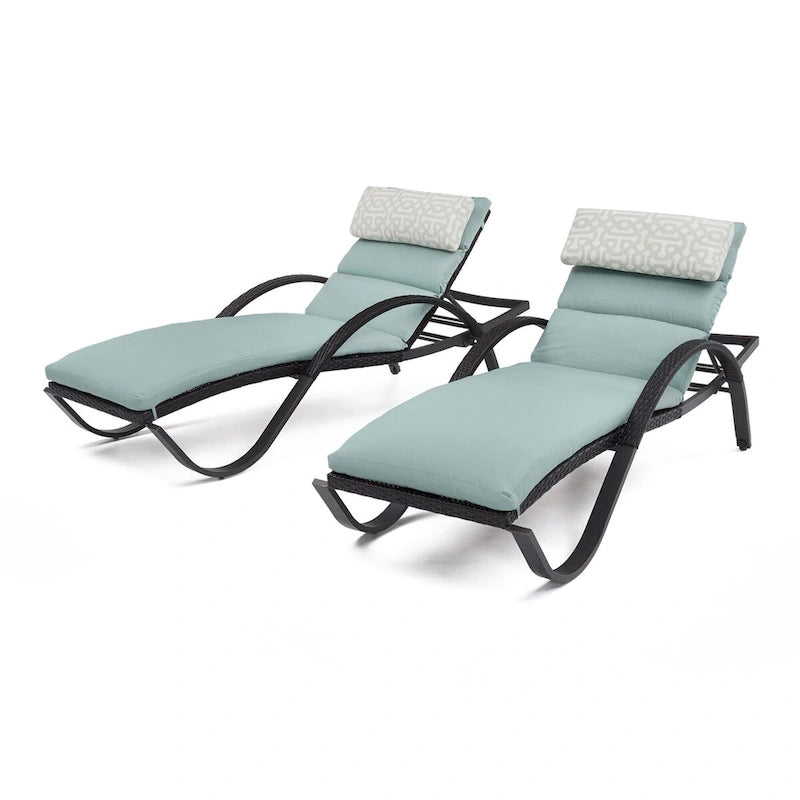 Deco 2 Aluminum Outdoor Patio Chaise Lounges Set