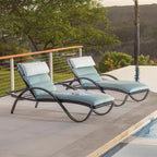 Deco 2 Aluminum Outdoor Patio Chaise Lounges Set