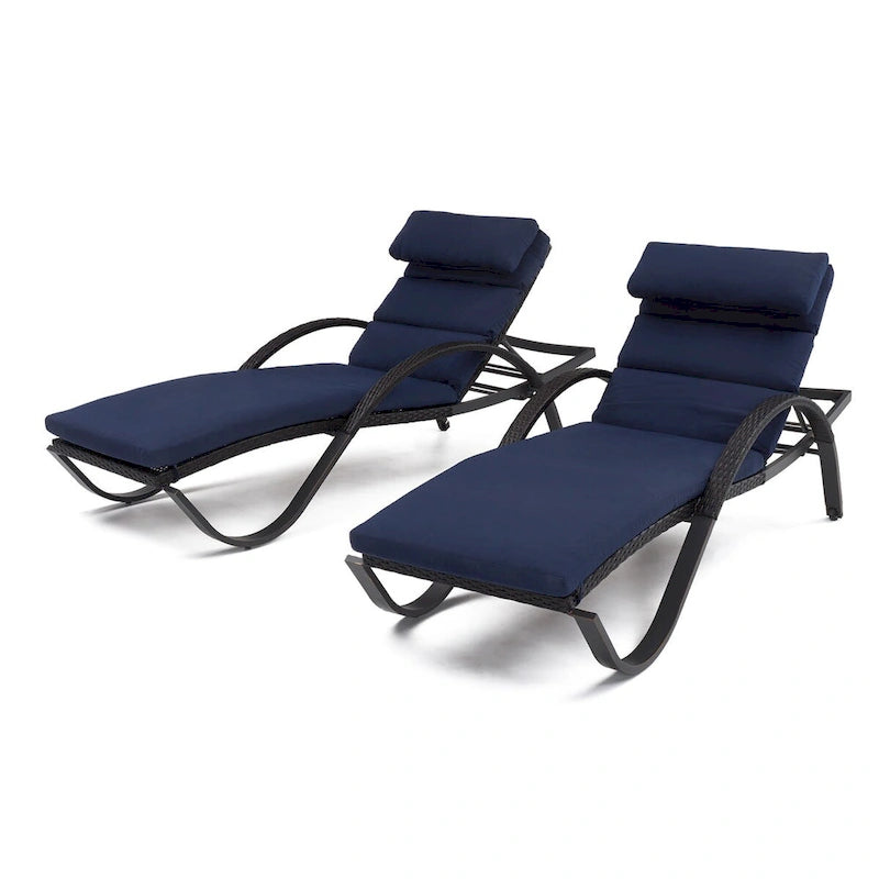 Deco 2 Aluminum Outdoor Patio Chaise Lounges Set
