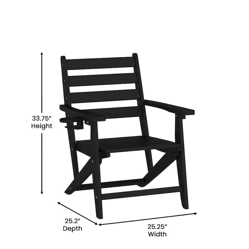 Commercial All Weather Adirondack Table and 6 Chairs with Cupholders