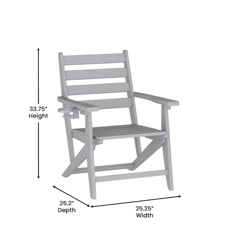 Commercial All Weather Adirondack Table and 6 Chairs with Cupholders