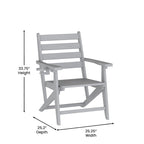 Commercial All Weather Adirondack Table and 6 Chairs with Cupholders