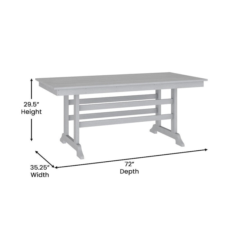 Commercial All Weather Adirondack Table and 6 Chairs with Cupholders