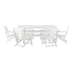 Commercial All Weather Adirondack Table and 6 Chairs with Cupholders