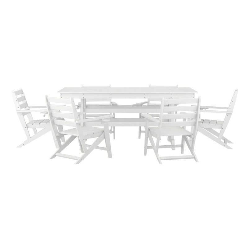 Commercial All Weather Adirondack Table and 6 Chairs with Cupholders