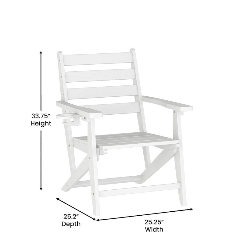 Commercial All Weather Adirondack Table and 6 Chairs with Cupholders