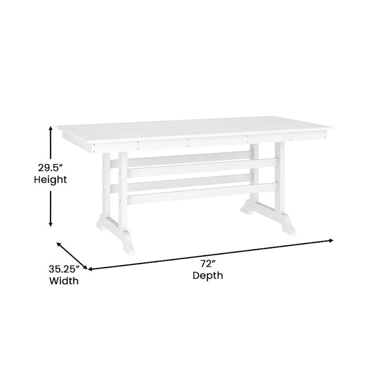Commercial All Weather Adirondack Table and 6 Chairs with Cupholders