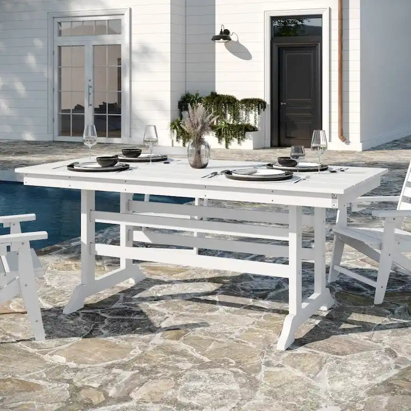 Commercial All Weather Adirondack Table and 6 Chairs with Cupholders