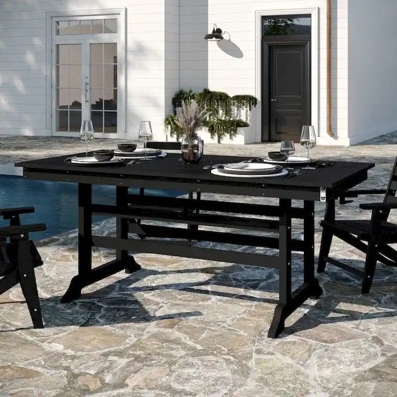 Commercial All Weather Adirondack Table and 6 Chairs with Cupholders