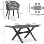 PURPLE LEAF Outdoor PE Rattan Outdoor Patio Furniture Dining Set with All Aluminum Frame