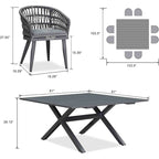 PURPLE LEAF Outdoor PE Rattan Outdoor Patio Furniture Dining Set with All Aluminum Frame