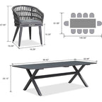 PURPLE LEAF Outdoor PE Rattan Outdoor Patio Furniture Dining Set with All Aluminum Frame