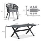 PURPLE LEAF Outdoor PE Rattan Outdoor Patio Furniture Dining Set with All Aluminum Frame