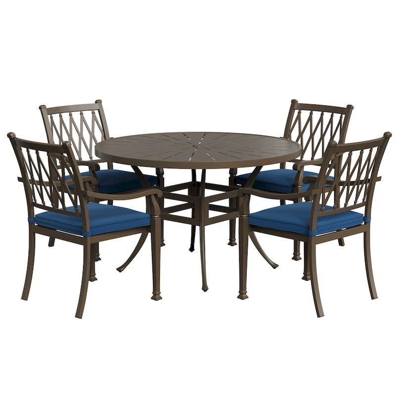 4 - Person Round Outdoor Dining Set with Cushions