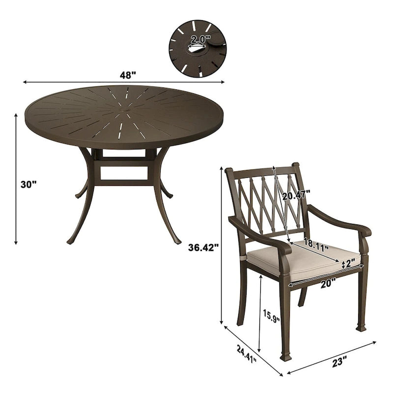 4 - Person Round Outdoor Dining Set with Cushions