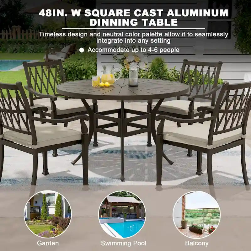 4 - Person Round Outdoor Dining Set with Cushions