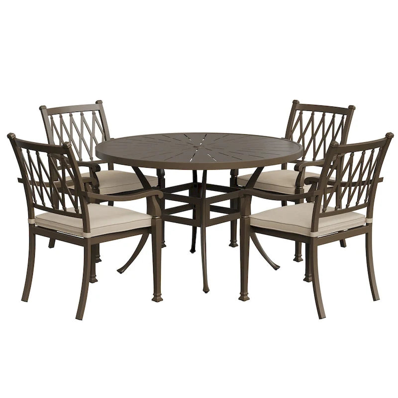 4 - Person Round Outdoor Dining Set with Cushions